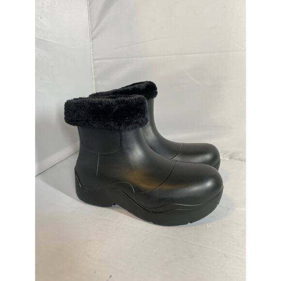 Noize Fur Lined Rain Boot Womens 38 8 Black Warm Weather Waterproof Vegan Ankle - Picture 6 of 7